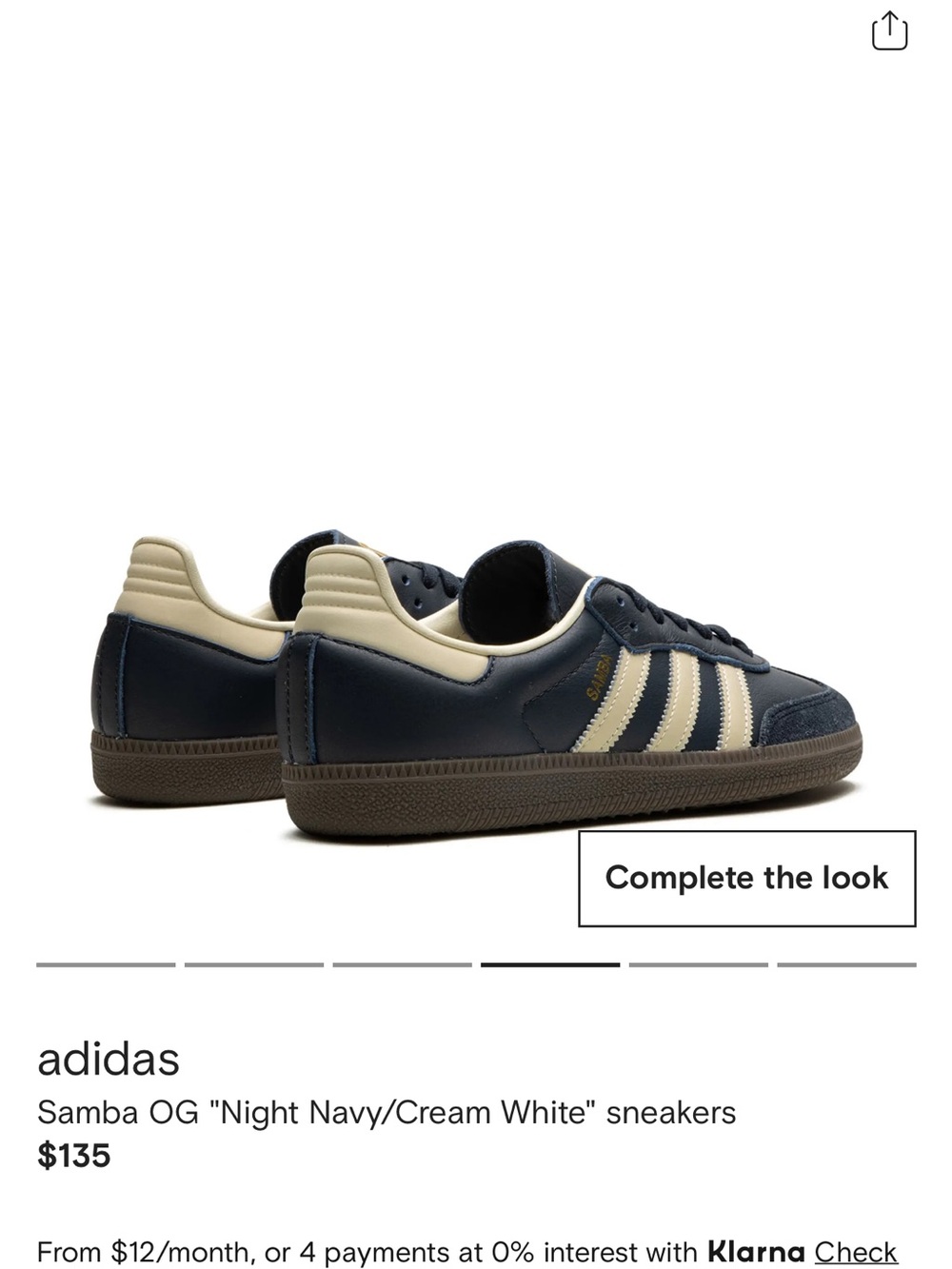 adidas Samba OG Night Navy with Cream Accents Sneakers